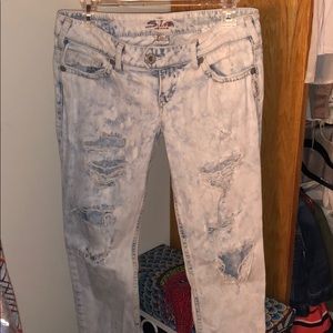 Silver distressed denim jeans